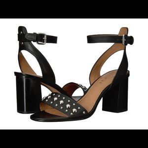 Black leather studded heels